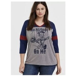 NWT Torrid Disney Pinocchio No Strings Grey Navy Tunic Size 3X